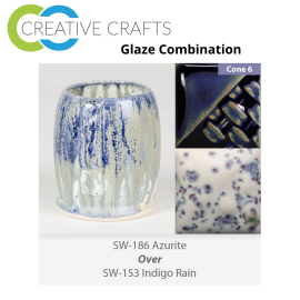 Azurite SW-186 over Indigo Rain SW-153 Stoneware Combination